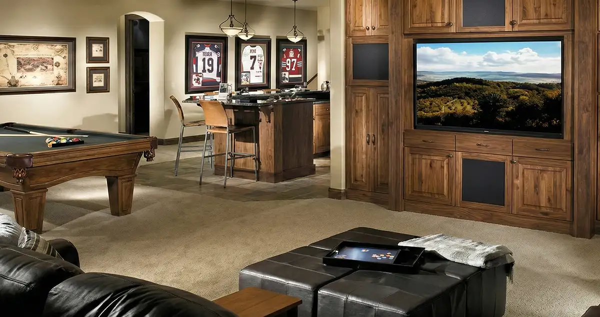 finished basement remodeling project transforming a basement into a comfortable living space in Madison, WI