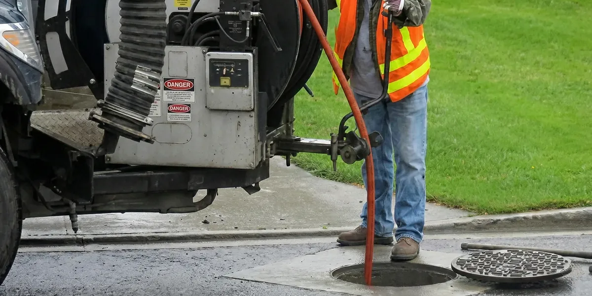 sewage clean up professionals using industrial equipment to remove contaminated wastewater in Madison, WI