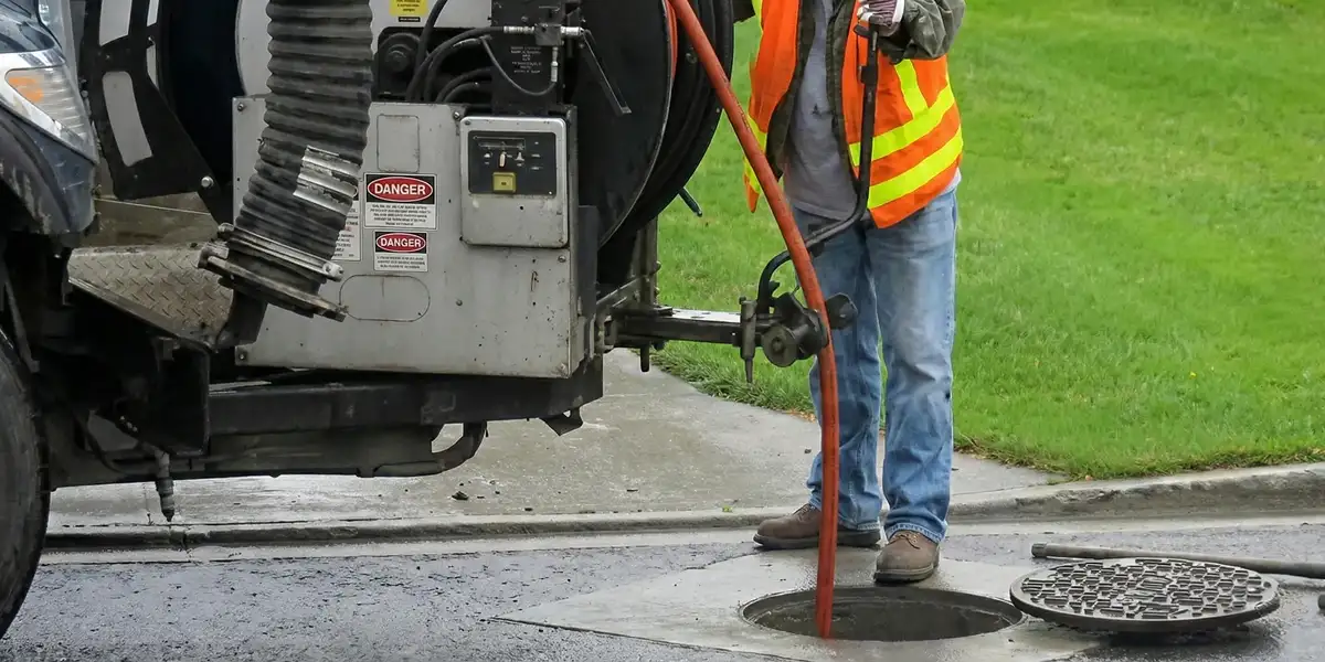 sewage clean up professionals using industrial equipment to remove contaminated wastewater in Madison, WI