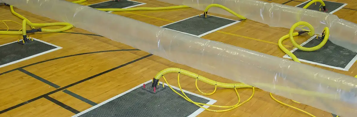 water clean up drying system set up to remove moisture and prevent further damage in Madison, WI